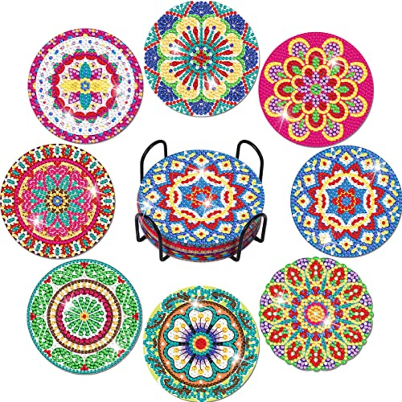 Billbotk 8 Pieces Diamond Painting Coasters Kit With Holder Diamond billbotk-8-pieces-diamond-painting-coasters-kit-with-holder-diamond
